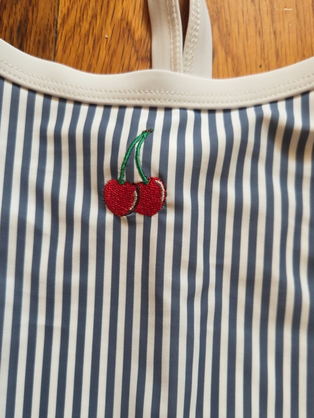 GAP Blue & White Striped Girls Two-Piece Swim Set with Cherry Patch - Picture 5 of 6